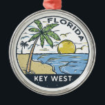 Key West Florida Vintages Emblem Ornament Aus Metall<br><div class="desc">Wichtigstes westliches Vektorkunstdesign. Key West,  eine US-Inselstadt,  ist Teil des Florida Keys Archipels.</div>