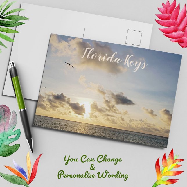 Key West Golden Sunset mit Vogel Flying Postkarte (Von Creator hochgeladen)
