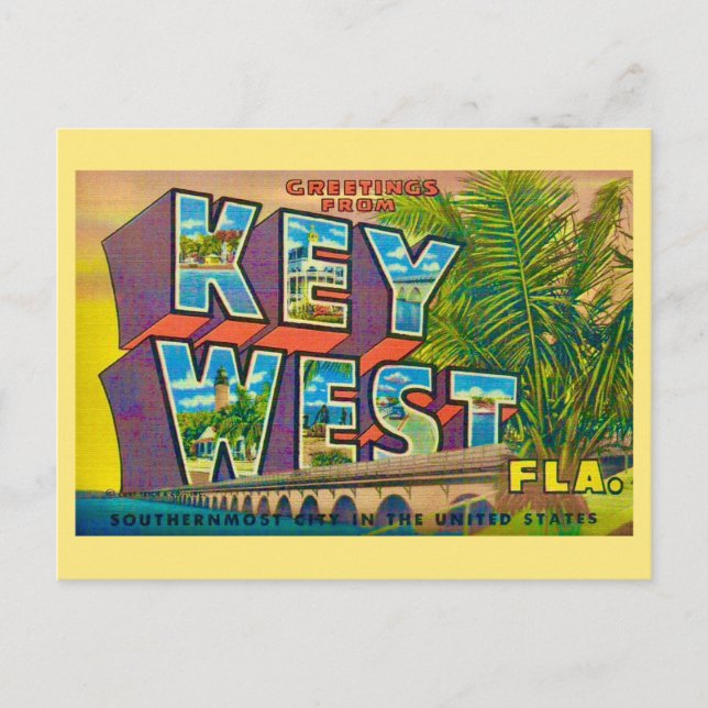Key West Gruß Gelbe Postkarte (Vorderseite)