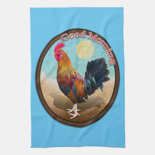 Key West - Gypsy Rooster Guten Morgen Vintage Oval Geschirrtuch