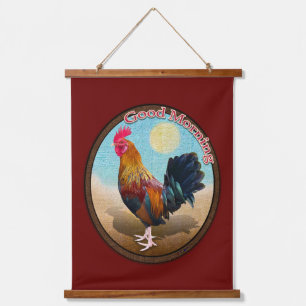 Key West - Gypsy Rooster Guten Morgen Vintage Oval Wandteppich Mit Holzrahmen
