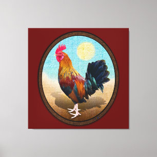 Key West - Gypsy Rooster Vintage Oval Leinwanddruck