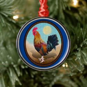 Key West - Gypsy Rooster Vintage Oval Ornament Aus Metall