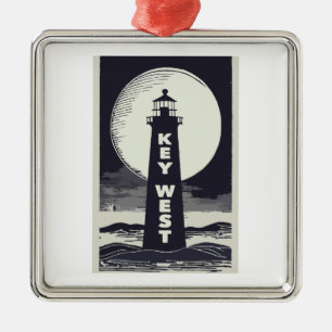 Key West Lighthouse Moon Ornament Aus Metall
