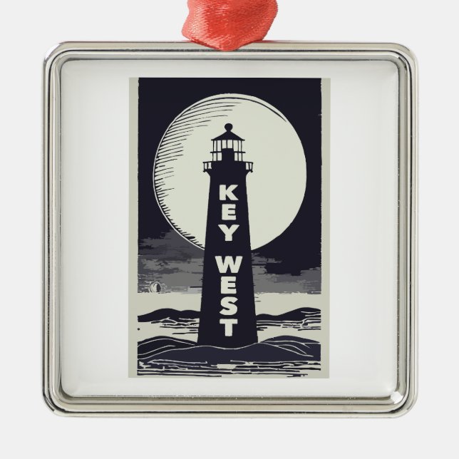 Key West Lighthouse Moon Ornament Aus Metall (Vorne)