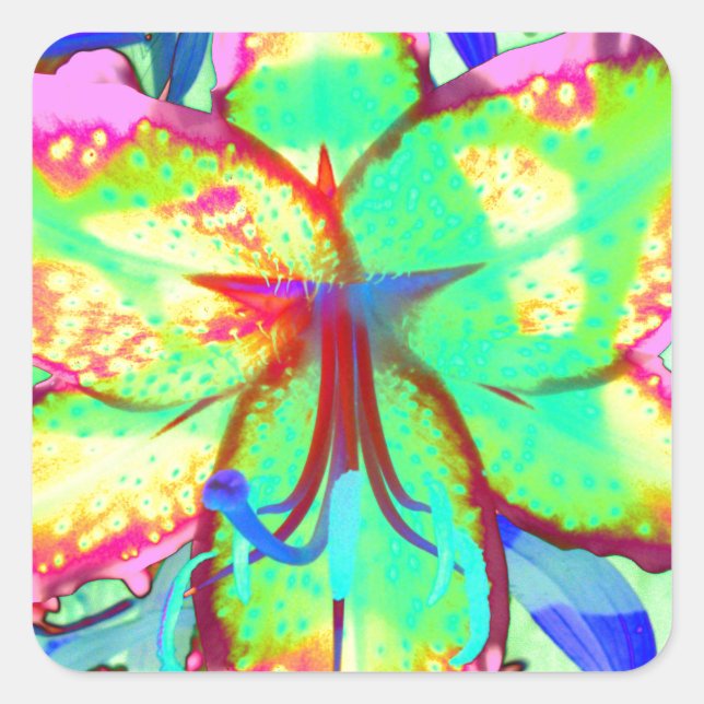 Key West Lily Quadratischer Aufkleber (Vorderseite)