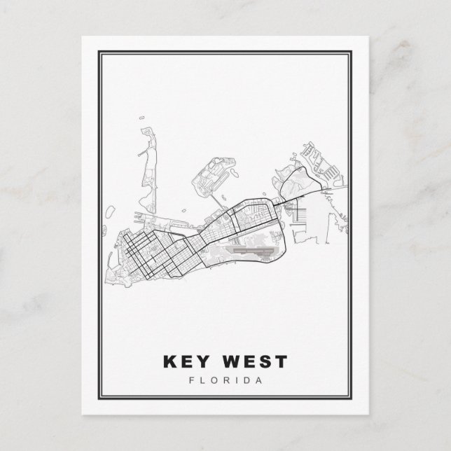 Key West Map Postkarte (Vorderseite)