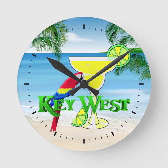 Key West Margarita Runde Wanduhr (Vorderseite)