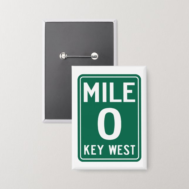 Key West Mile 0, Florida USA Button (Vorderseite/Rückseite)