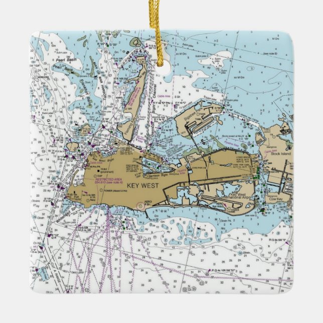 Key West Nautic Sailing Chart Keramikornament (Vorderseite)