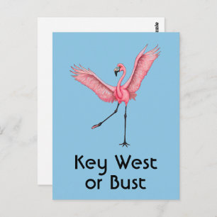 Key West oder Bust Funny Florida Pink Flamingo Postkarte