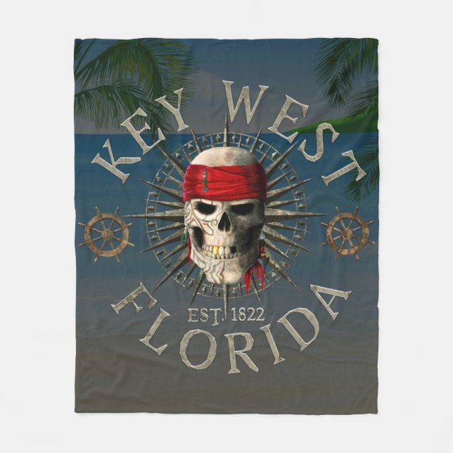 Key West Pirate Skull Fleecedecke (Vorderseite)