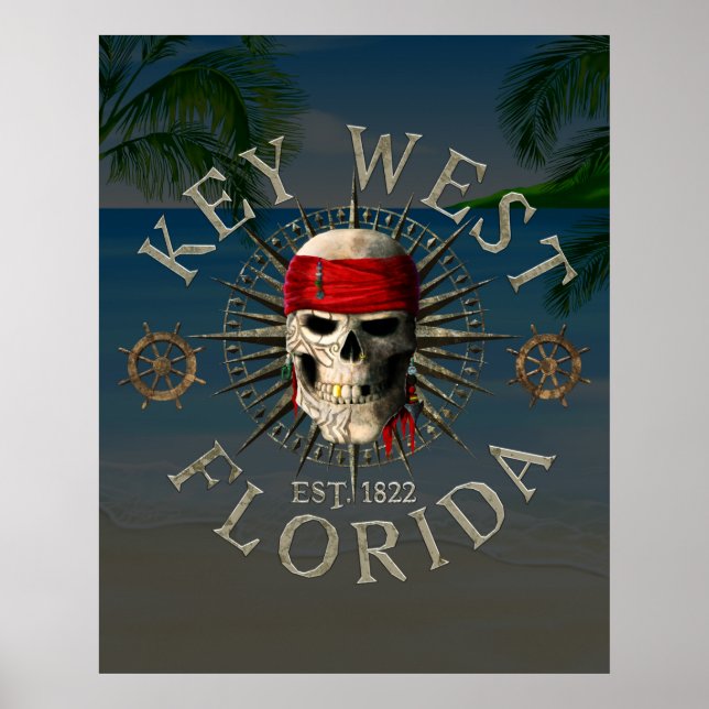 Key West Pirate Skull Poster (Vorne)