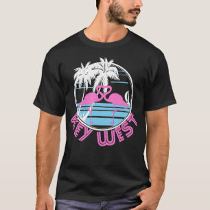 Key West Rosa Flamingo Herz 80er Retro Vintage T-Shirt