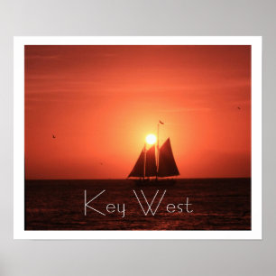 Key West, Sailboat Silhouette bei Sunset Poster