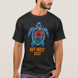 Key West Sea Turtle Florida 2023 Hibiskus Blume T-Shirt