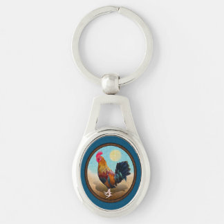 Key West - Sinti und Roma Rooster Vintag Oval Schlüsselanhänger