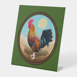Key West - Sinti und Roma Rooster Vintag Oval Sockelschild