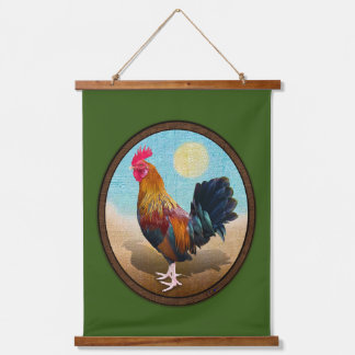 Key West - Sinti und Roma Rooster Vintag Oval Wandteppich Mit Holzrahmen