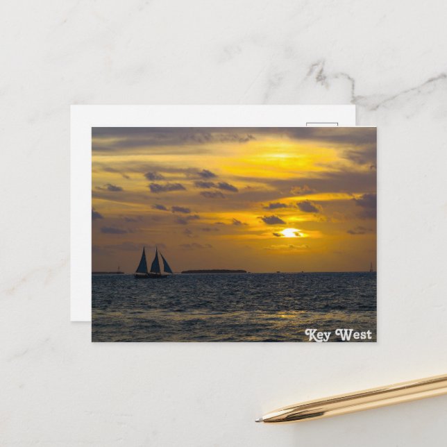 Key West Sonnenuntergang Postkarte (Vorderseite/Rückseite Beispiel)