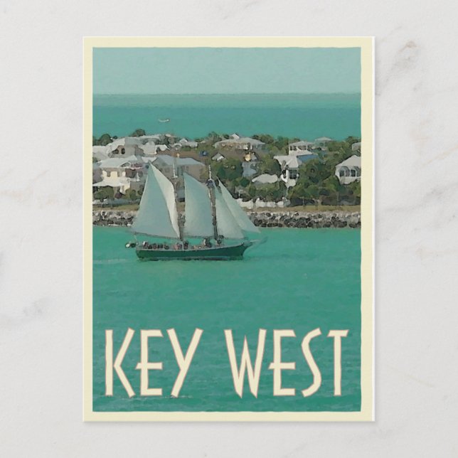 Key West Sunset Key Vintager Stil Postkarte (Vorderseite)