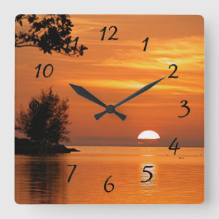 Key West Sunset Large Clock Quadratische Wanduhr