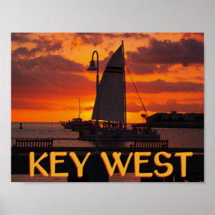 Key West Sunset mit Boote Poster