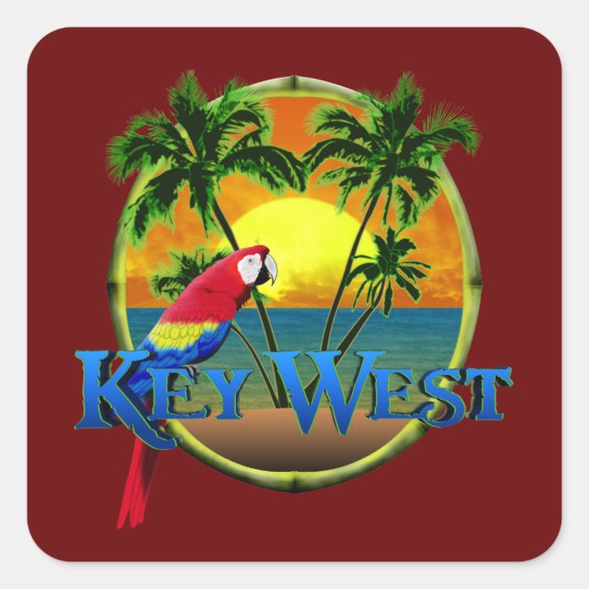 Key West Sunset Quadratischer Aufkleber (Vorderseite)