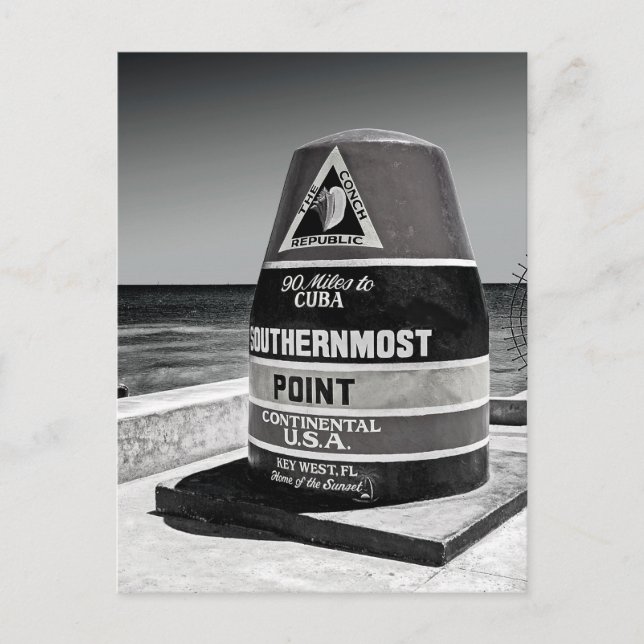 Key West to Cuba South of Distest Marker Postkarte (Vorderseite)