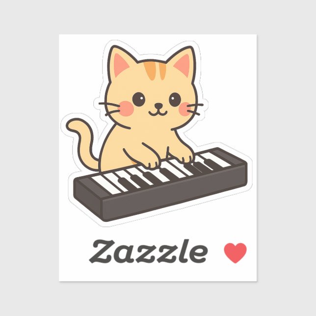 Keyboard Cat Cartoon Style Aufkleber (Blatt)