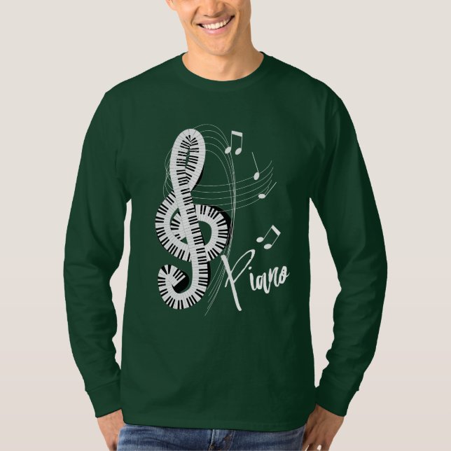 Keyboard Treble Clef Fun Musiknoten Piano Graphic T-Shirt (Vorderseite)