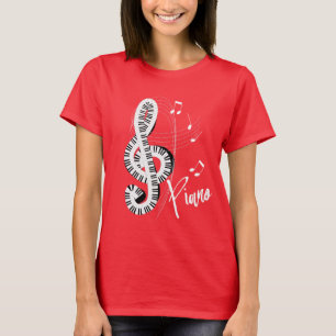 Keyboard Treble Clef Fun Musiknoten Piano Graphic T-Shirt