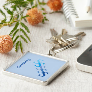 Keychain - Blue Name and Initials Schlüsselanhänger