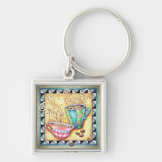 KEYCHAIN - COOLE BOHNEN! KAFFEE-KUNST SCHLÜSSELANHÄNGER (Vorne)