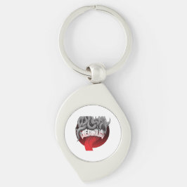 Keychain featuring a circular design with black  schlüsselanhänger