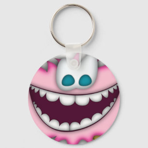 Keychain humorous pink, fuzzy cartoon creature schlüsselanhänger