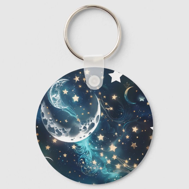 Keychain - Icy Blue Celestial Moon Phases Schlüsselanhänger (Vorderseite)