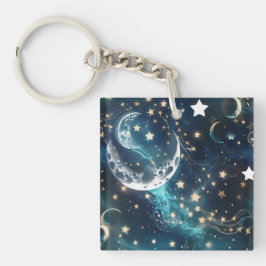 Keychain - Icy Blue Celestial Moon  Schlüsselanhänger