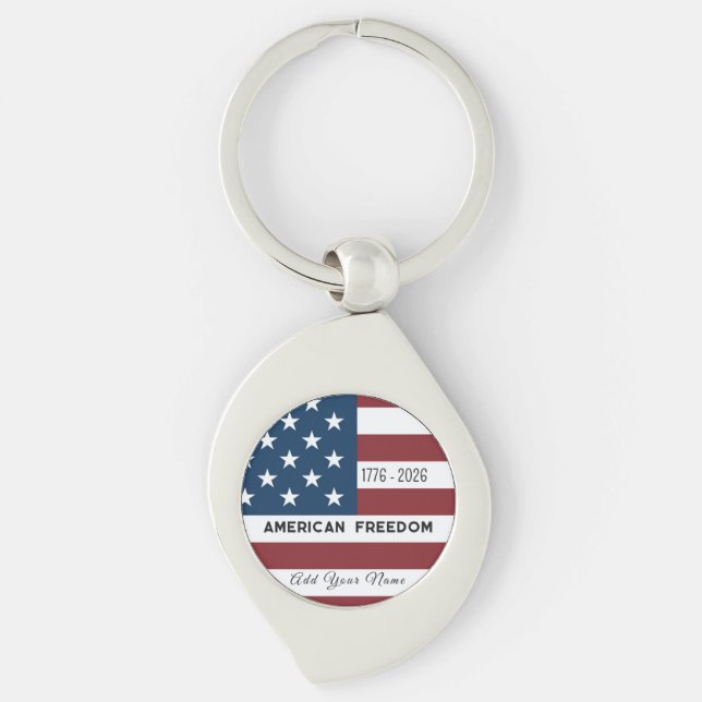 Keychain Patriotic US Flag Custom Text Name Schlüsselanhänger (Vorderseite)