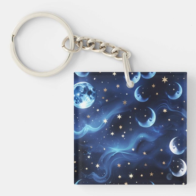 Keychain - Sapphire Blue Celestial Moon Schlüsselanhänger (Vorderseite)
