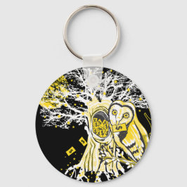 Keychain – Urban Tree Owl & Wealth Surreal Pop-Art Schlüsselanhänger