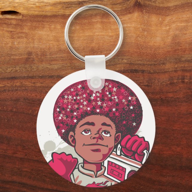 Keychain – YOUTH Power Afro & Boombox Urban Design Schlüsselanhänger (Rückseite)