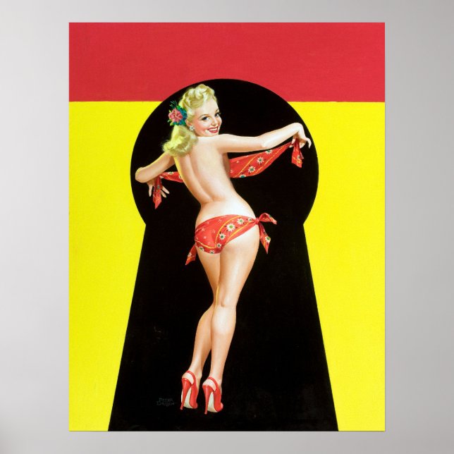 Keyhole Blonde Pin Up Poster (Vorne)