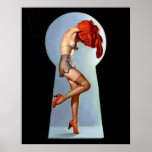 Keyhole-Button hoch Poster<br><div class="desc">Vintager Pinup. Sehr hochauflösendes Bild aus der originalen Leinwand.</div>