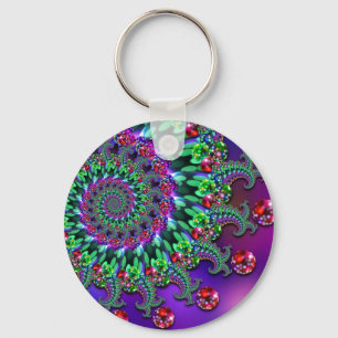 Keyring - Bokeh Fraktal Lila Türkis Schlüsselanhänger