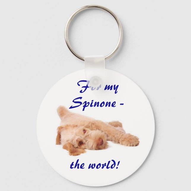 Keyring - "Für meine Spinone - die Welt!". Schlüsselanhänger (Vorderseite)