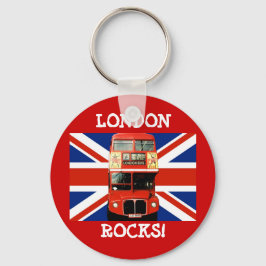 Keyring London Bus und britische Flagge Schlüsselanhänger