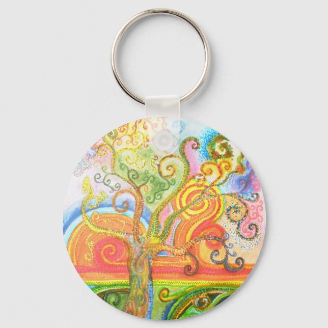 Keyring oder Schlüsselanhänger mit Psychedelic Tre (Vorderseite)