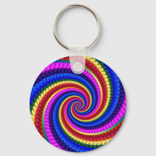 Keyring - Rainbow Swirr Fraktal Muster Schlüsselanhänger