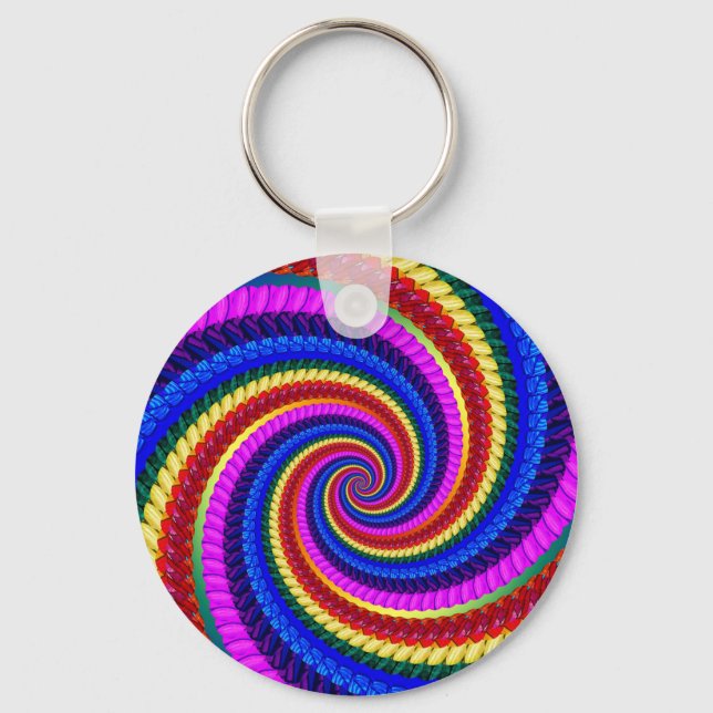 Keyring - Rainbow Swirr Fraktal Muster Schlüsselanhänger (Vorderseite)